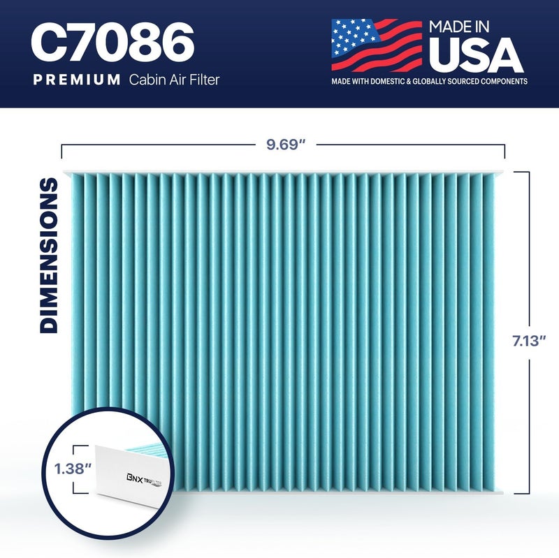 BNX TruFilter C7086 Cabin Air Filter, HEPA 99.97%, MADE IN USA, Compatible With Select Nissan Rogue, Rogue Sport - Image 3